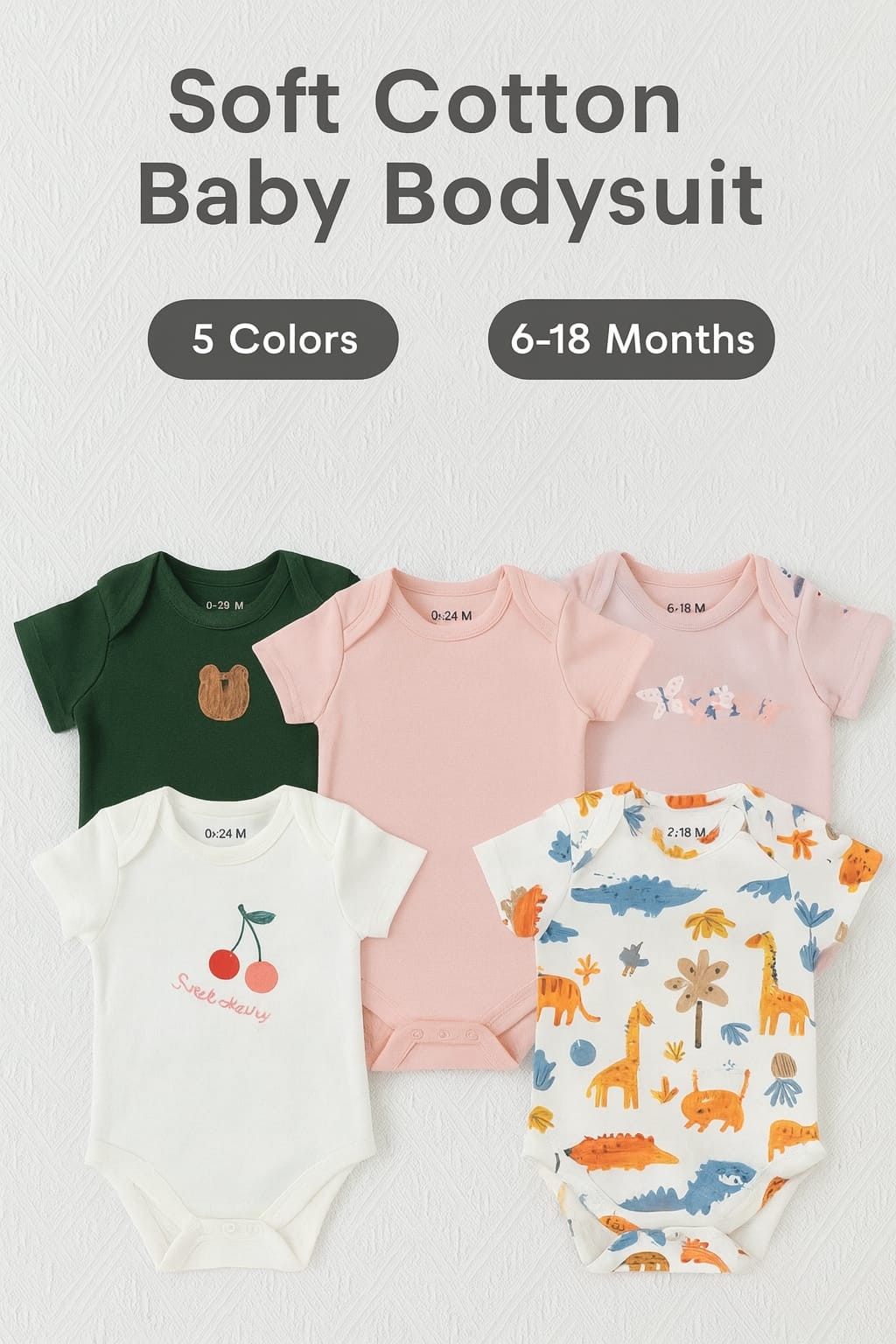 বেবি কিপার ৫ পিসের কম্বো,কালার চুজ করার অপশন নেই,এড্রেসের সাথে বেবির বয়স এবং জেন্ডার লিখে দিন। প্রতি কালারের এক পিস করে ৫ পিসের সেট মিলিয়ে দিব ইনশাল্লাহ৷