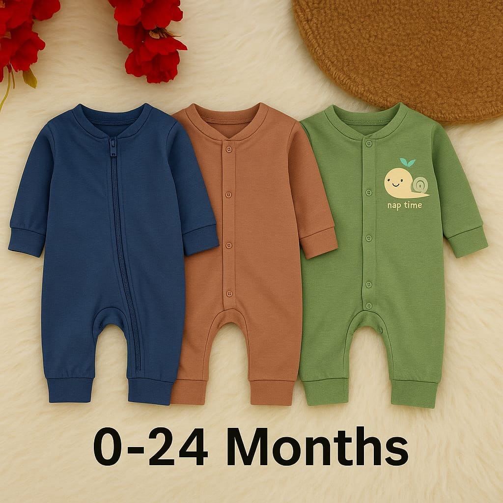 বেবি লং রম্পার 3 পিসের কম্বো।