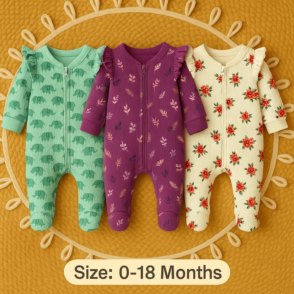 বেবি লং রম্পার 3 পিসের কম্বো।