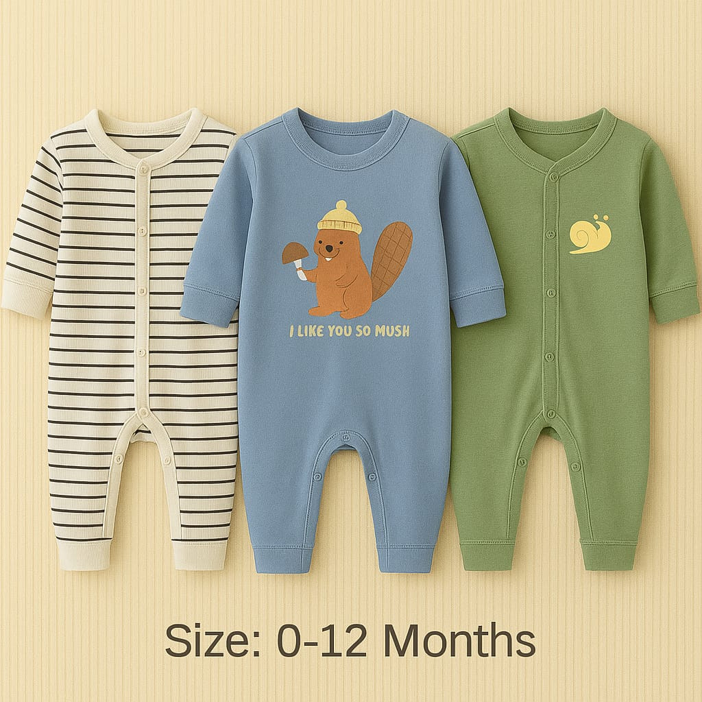 বেবি লং রম্পার 3 পিসের কম্বো।