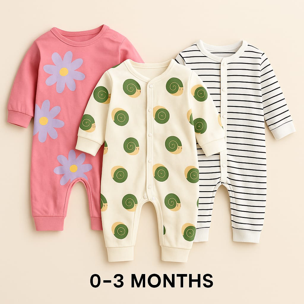 বেবি লং রম্পার 3 পিসের কম্বো।