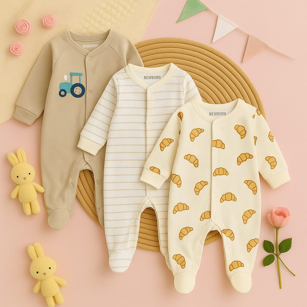 বেবি লং রম্পার 3 পিসের কম্বো।