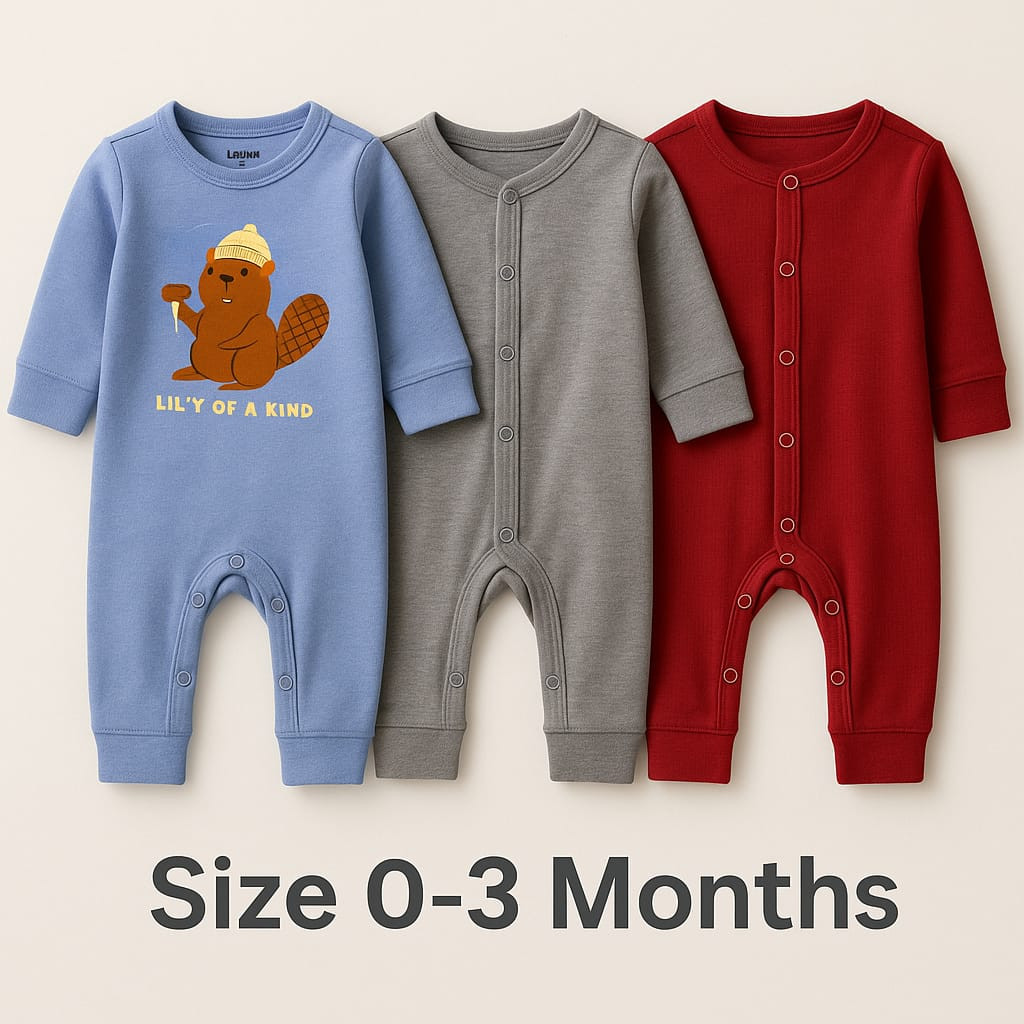 বেবি লং রম্পার 3 পিসের কম্বো।