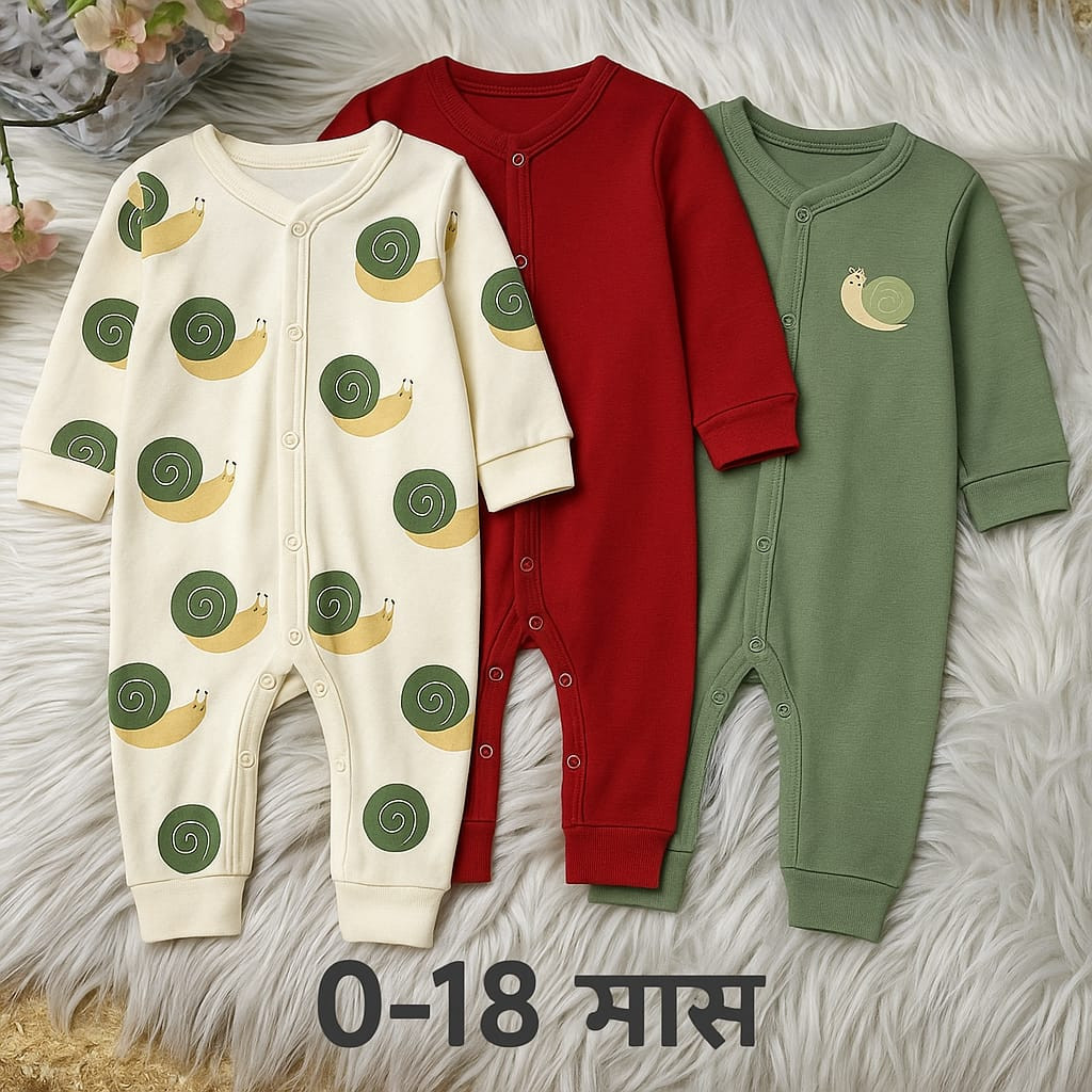 বেবি লং রম্পার 3 পিসের কম্বো।