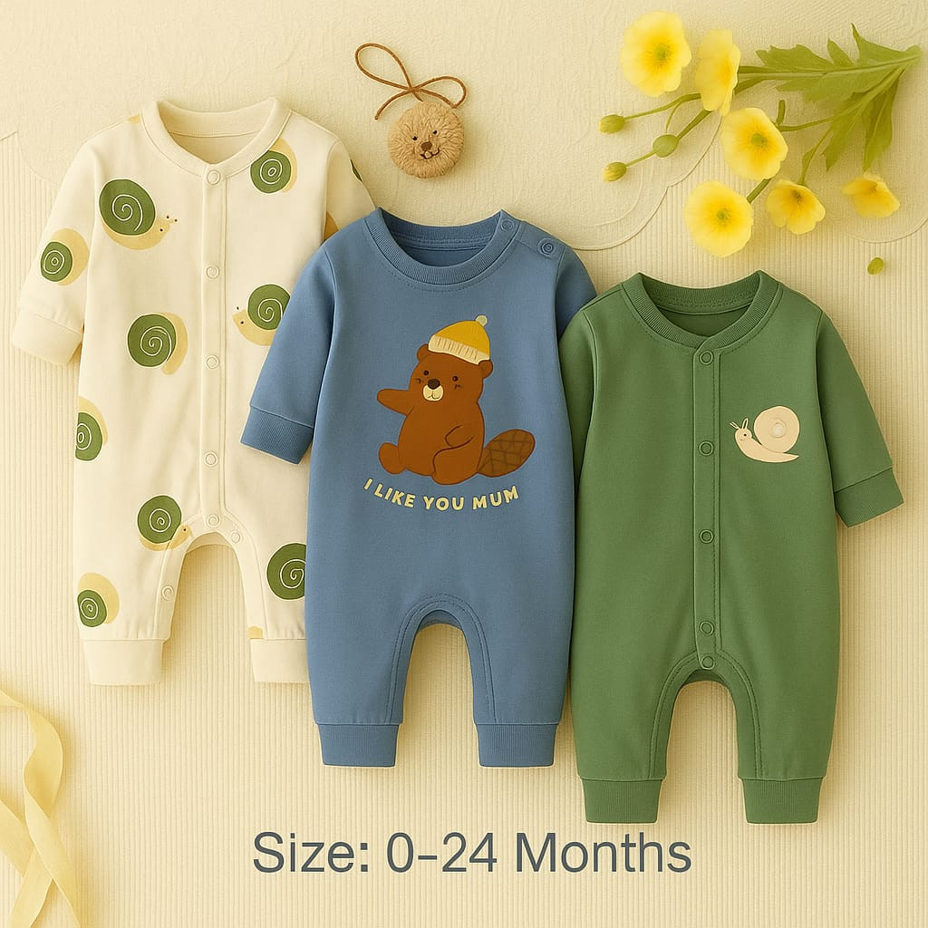 বেবি লং রম্পার 3 পিসের কম্বো।