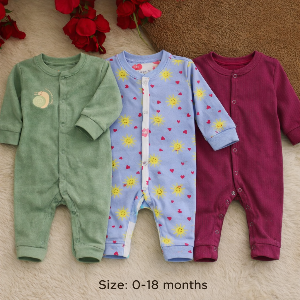 বেবি লং রম্পার 3 পিসের কম্বো।