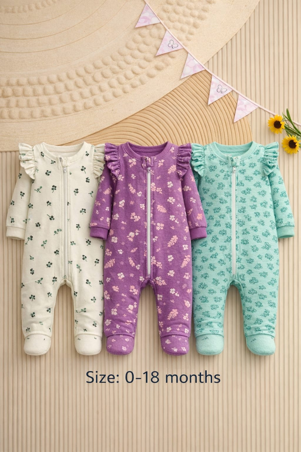 বেবি লং রম্পার 3 পিসের কম্বো।