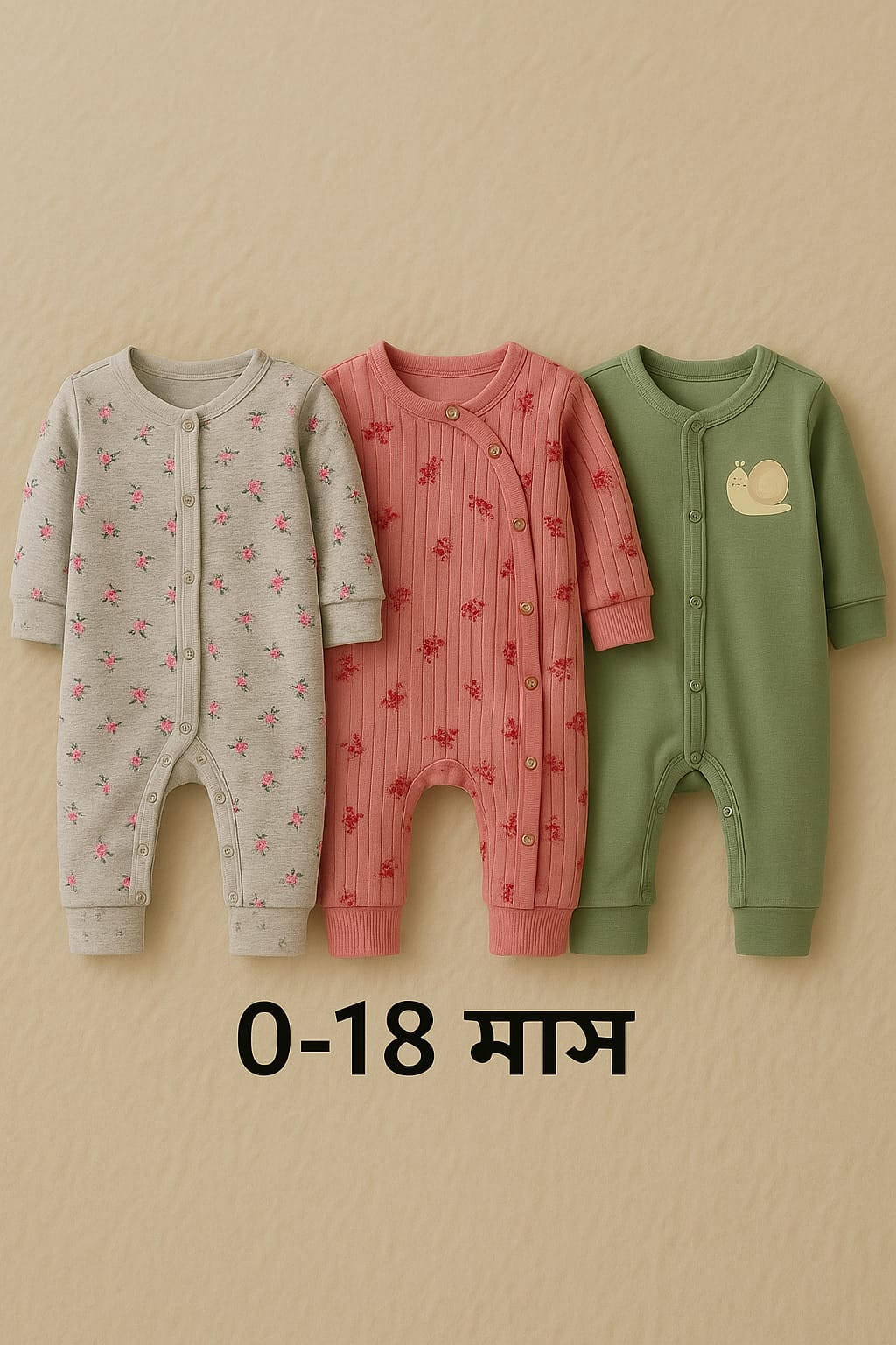 বেবি লং রম্পার 3 পিসের কম্বো।