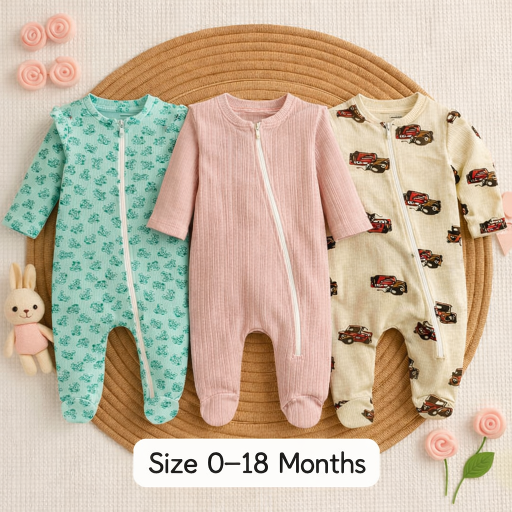 বেবি লং রম্পার 3 পিসের কম্বো।