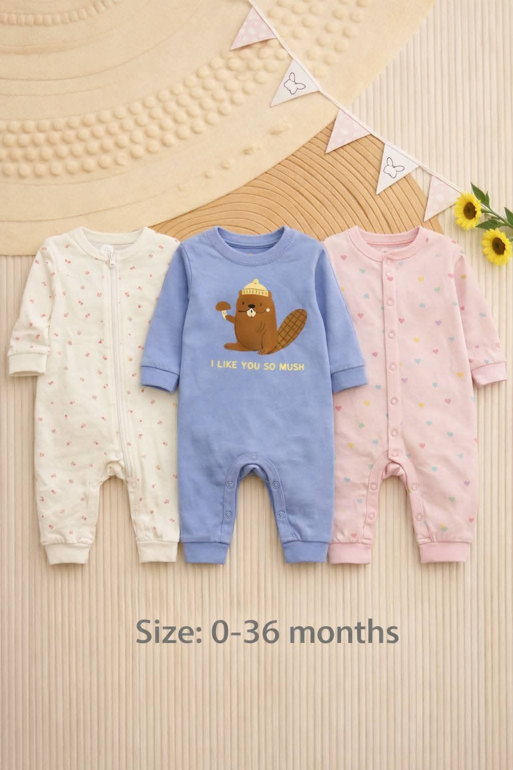 বেবি লং রম্পার 3 পিসের কম্বো।