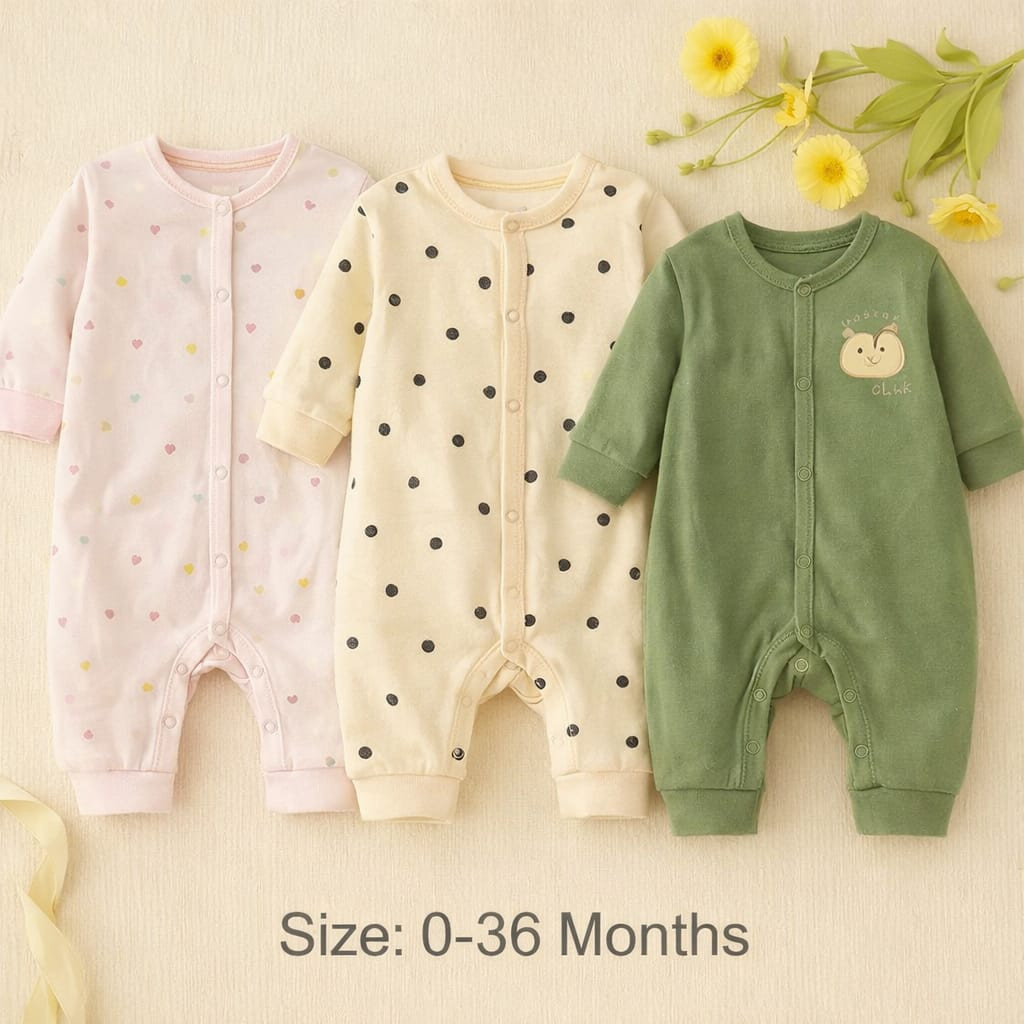 বেবি লং রম্পার 3 পিসের কম্বো।