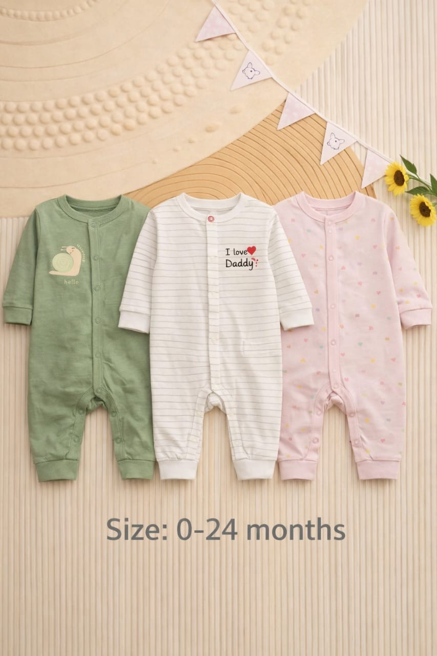 বেবি লং রম্পার 3 পিসের কম্বো।