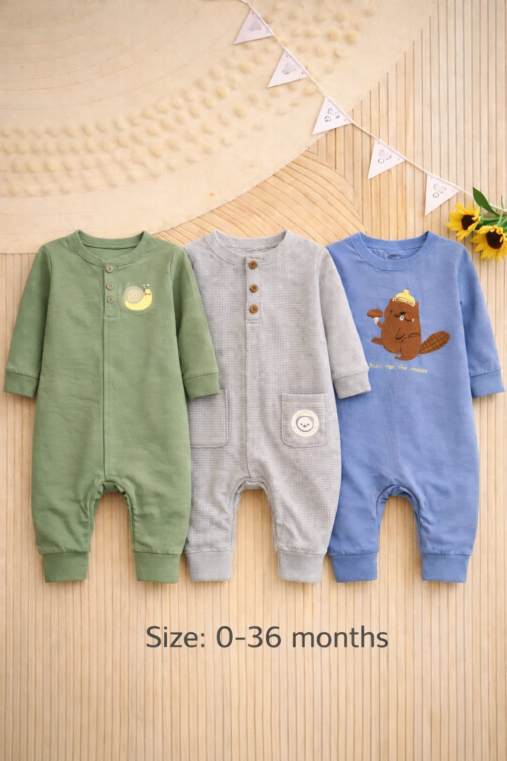 বেবি লং রম্পার 3 পিসের কম্বো।