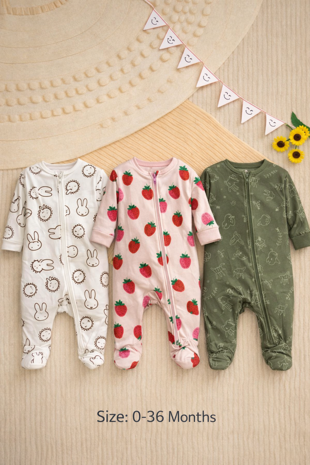 বেবি লং রম্পার 3 পিসের কম্বো।