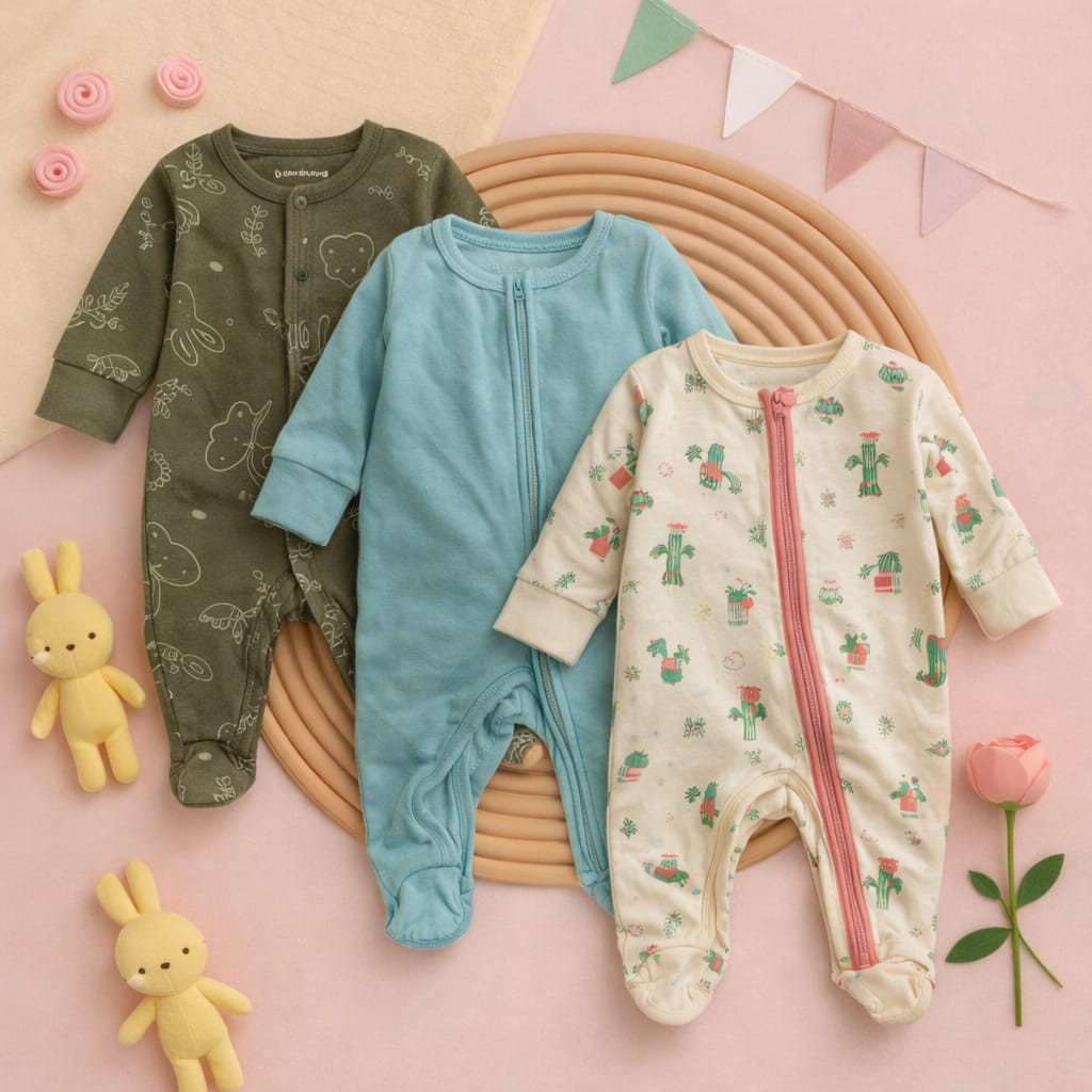 বেবি লং রম্পার 3 পিসের কম্বো।