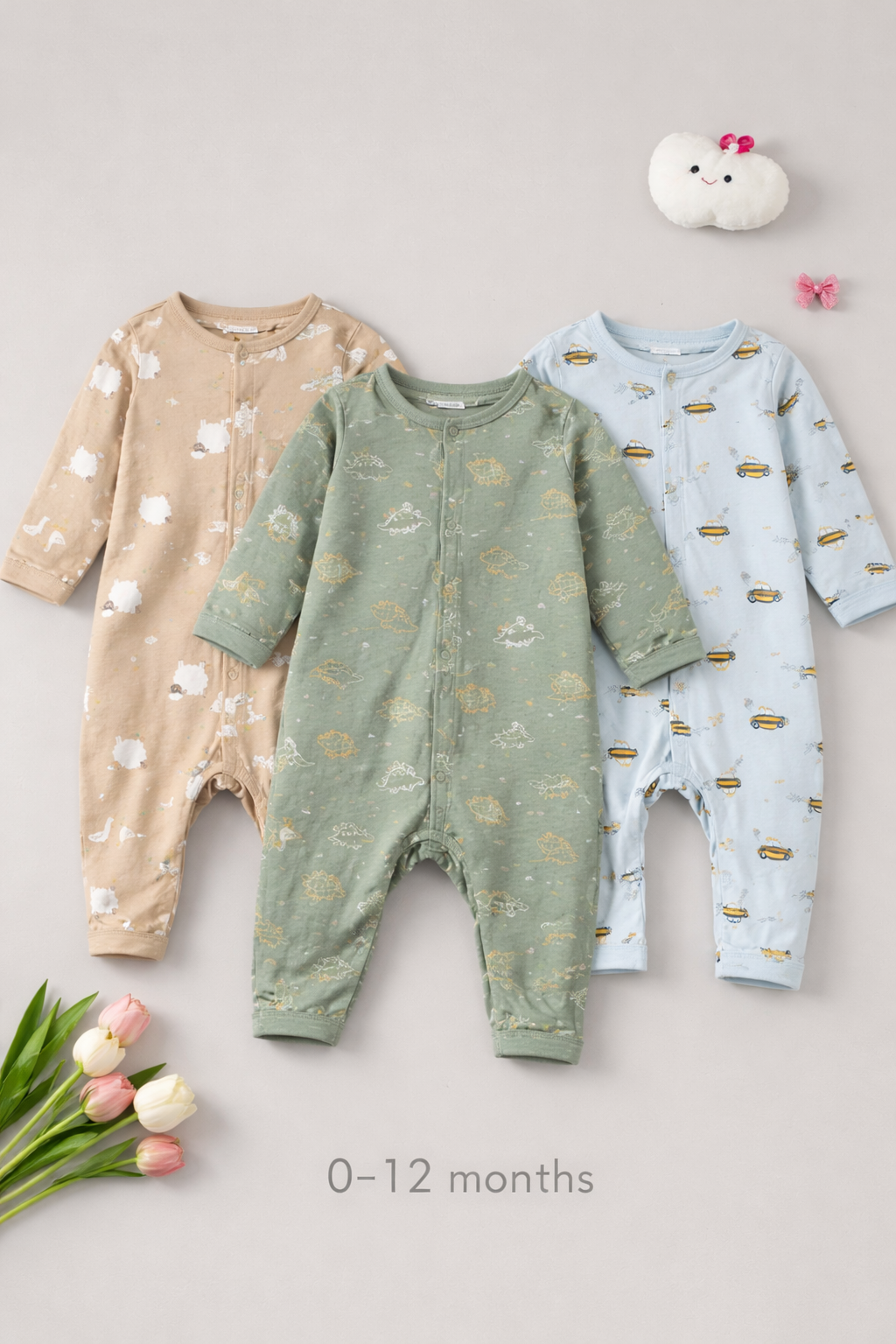 বেবি লং রম্পার 3 পিসের কম্বো।