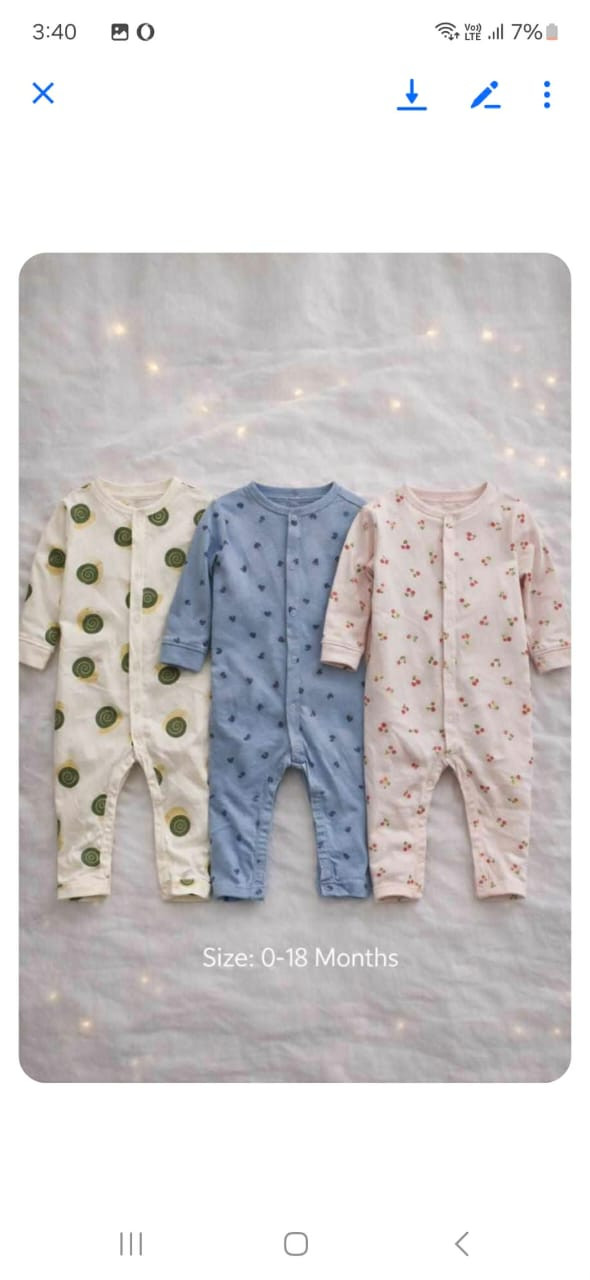 বেবি লং রম্পার 3 পিসের কম্বো।